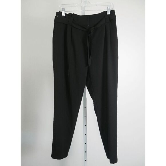 Calvin Klein Women's Tie Waist Mid Rise Pants Black 6 - Picture 2 of 12